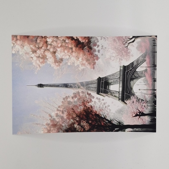 NobleCaptures Other - 4x6 Paris Eiffel Tower Floral Fantasy Watercolor Oil Painting Art Print